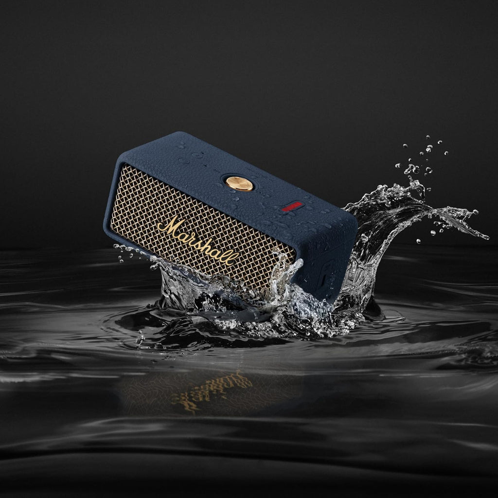 Marshall Emberton III Compact Portable Bluetooth Speaker with 32+ Hours of Playtime, (360° Sound), Dust & Waterproof (IP67) – Midnight Blue.