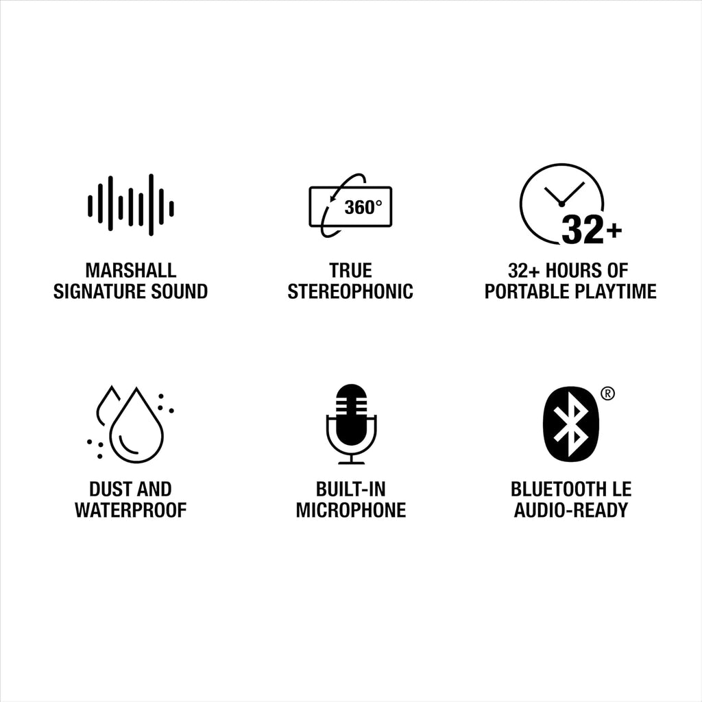 Marshall Emberton III Compact Portable Bluetooth Speaker with 32+ Hours of Playtime, (360° Sound), Dust & Waterproof (IP67) – Midnight Blue.