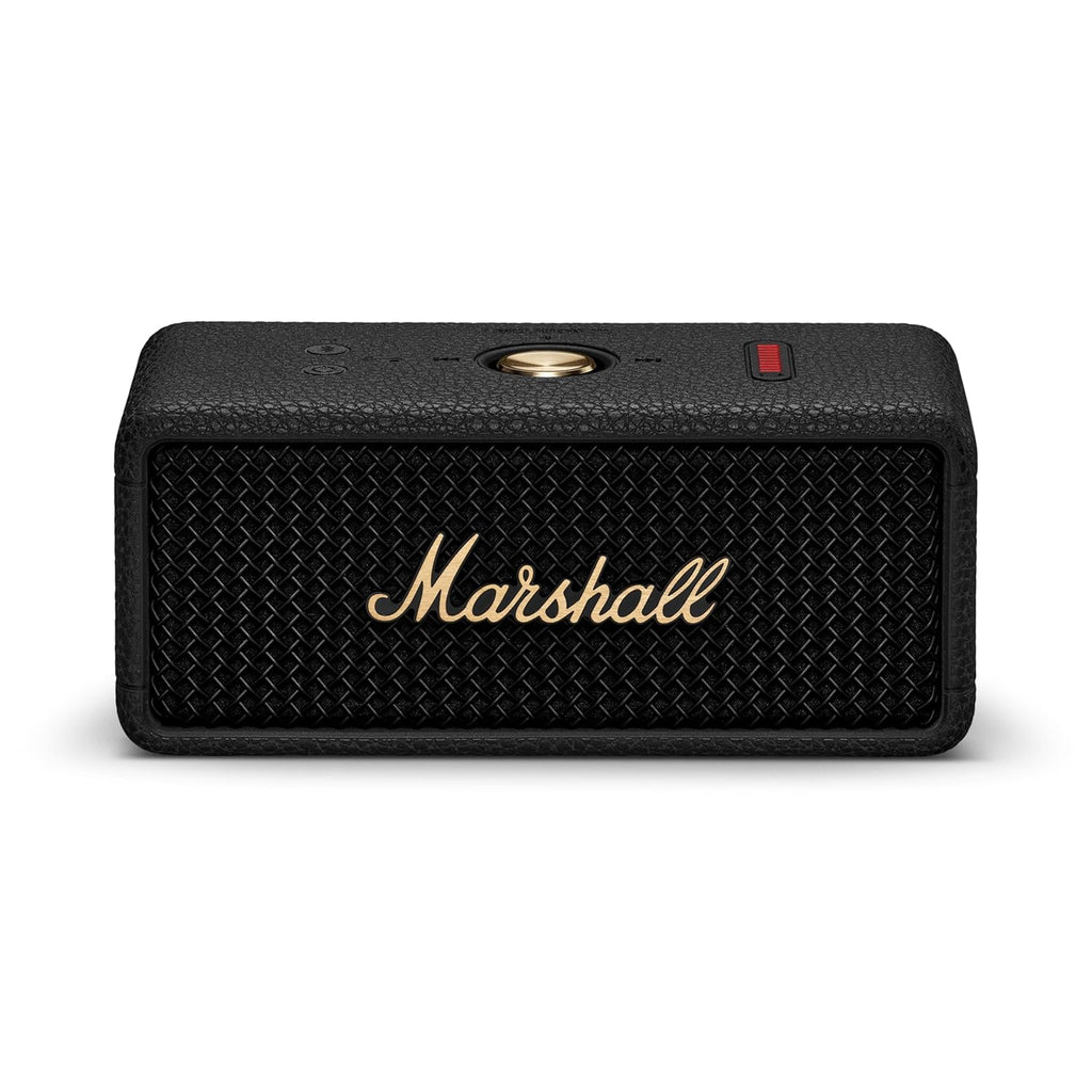 Marshall Emberton III Compact Portable Bluetooth Speaker with 32+ Hours of Playtime, (360° Sound), Dust & Waterproof (IP67) – Black & Brass.