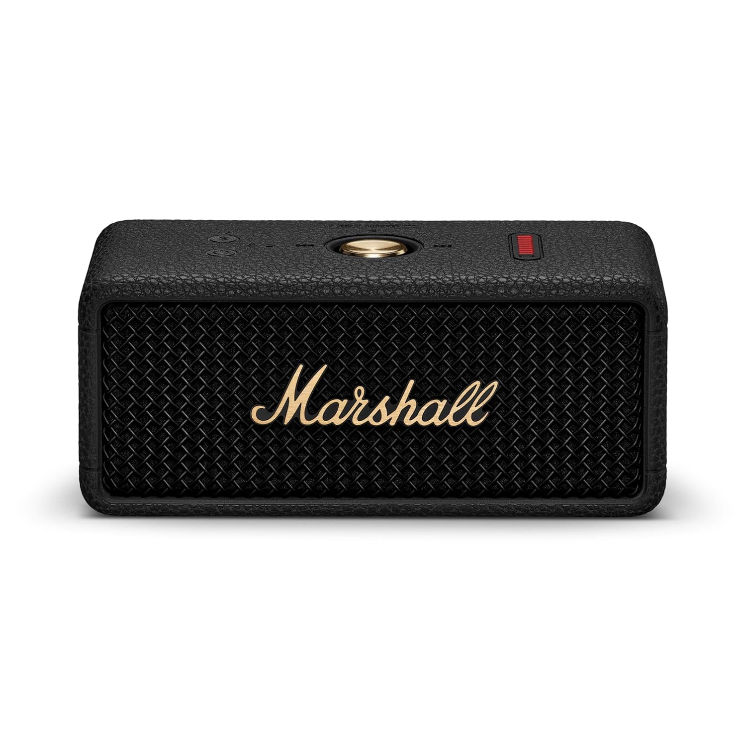 Marshall Emberton III Compact Portable Bluetooth Speaker with 32+ Hours of Playtime, (360° Sound), Dust & Waterproof (IP67) – Black & Brass.