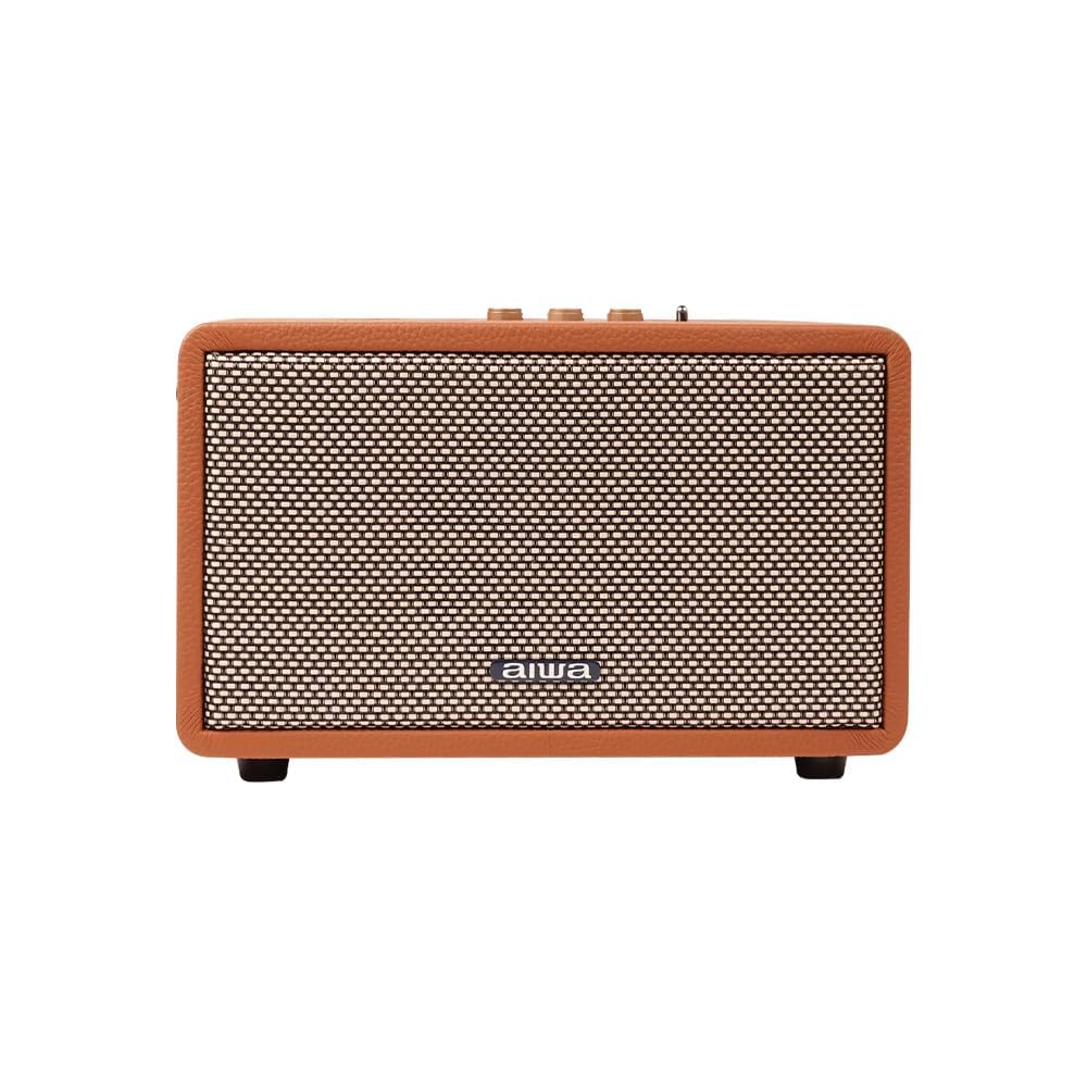 Aiwa Bluetooth Speaker with Powerfull Bass, Built-in Microphone, Portable Speaker with 9+ Hours Play Time, 40W Speaker, Type-C Charging | RS-X 100 Natsukasii Pro (Brown)