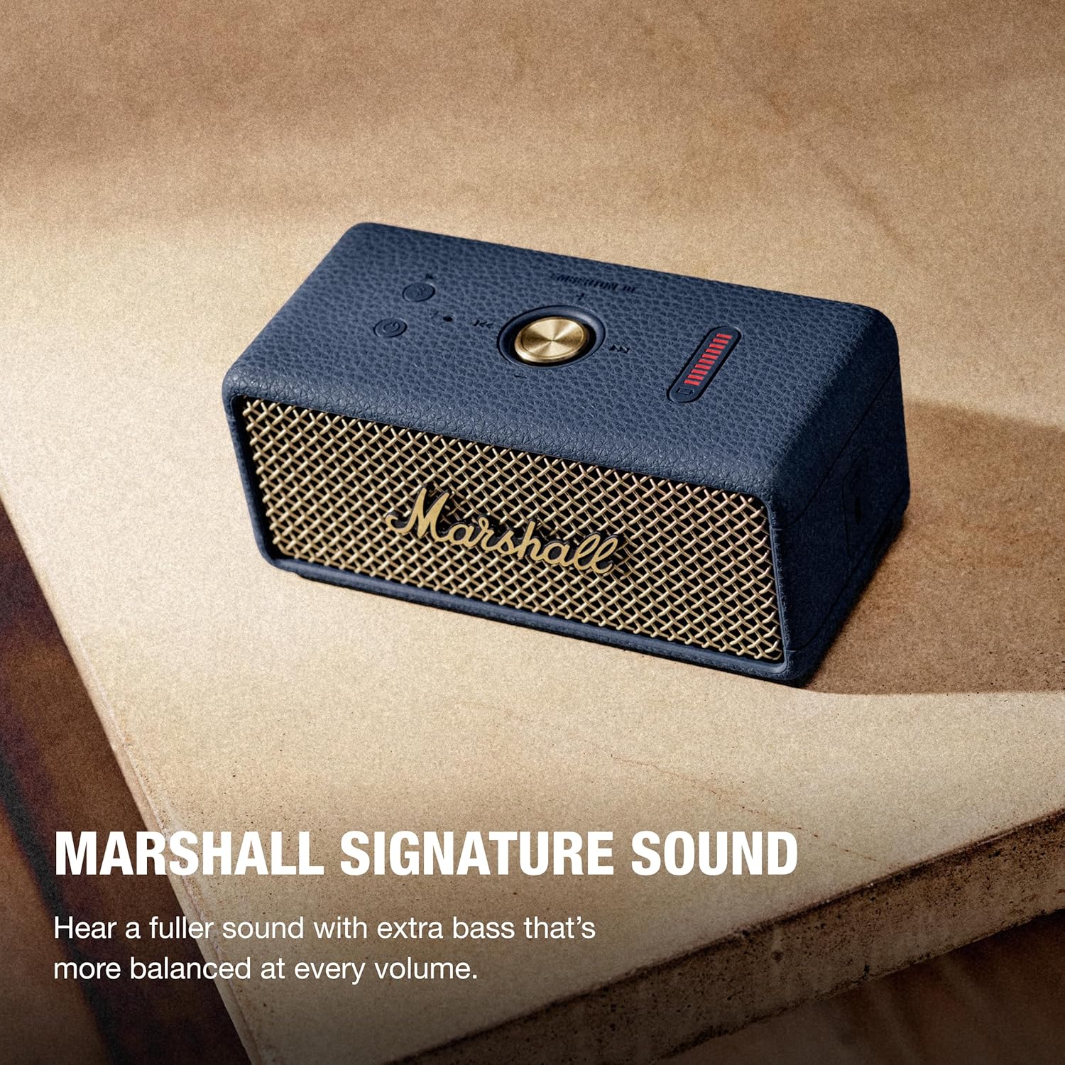 Marshall Emberton III Compact Portable Bluetooth Speaker with 32+ Hours of Playtime, (360° Sound), Dust & Waterproof (IP67) – Midnight Blue.
