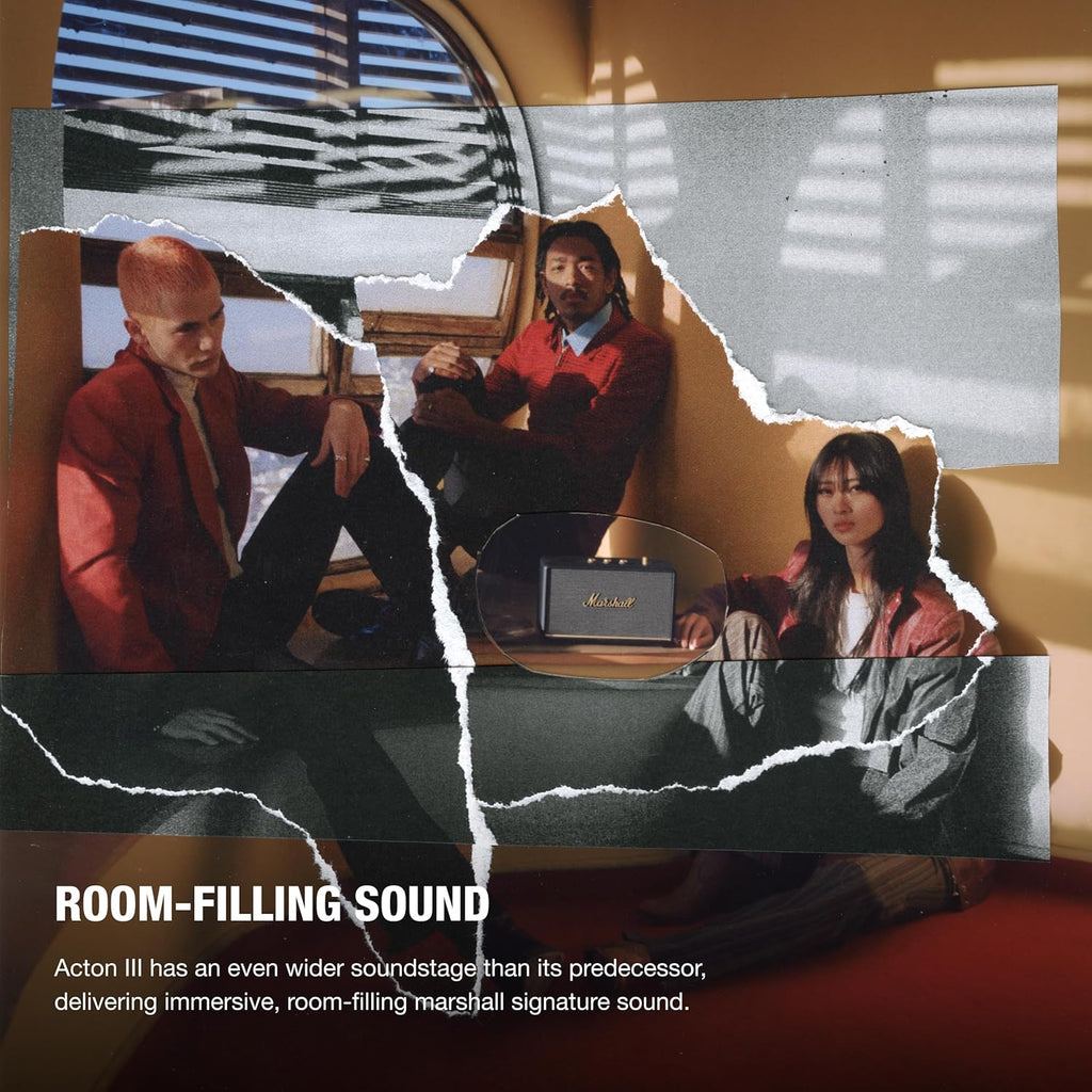 Marshall Acton III Wired Connectivity Stereo Home Speakers with Bluetooth 5.2 & RCA or 3.5mm Input – Black