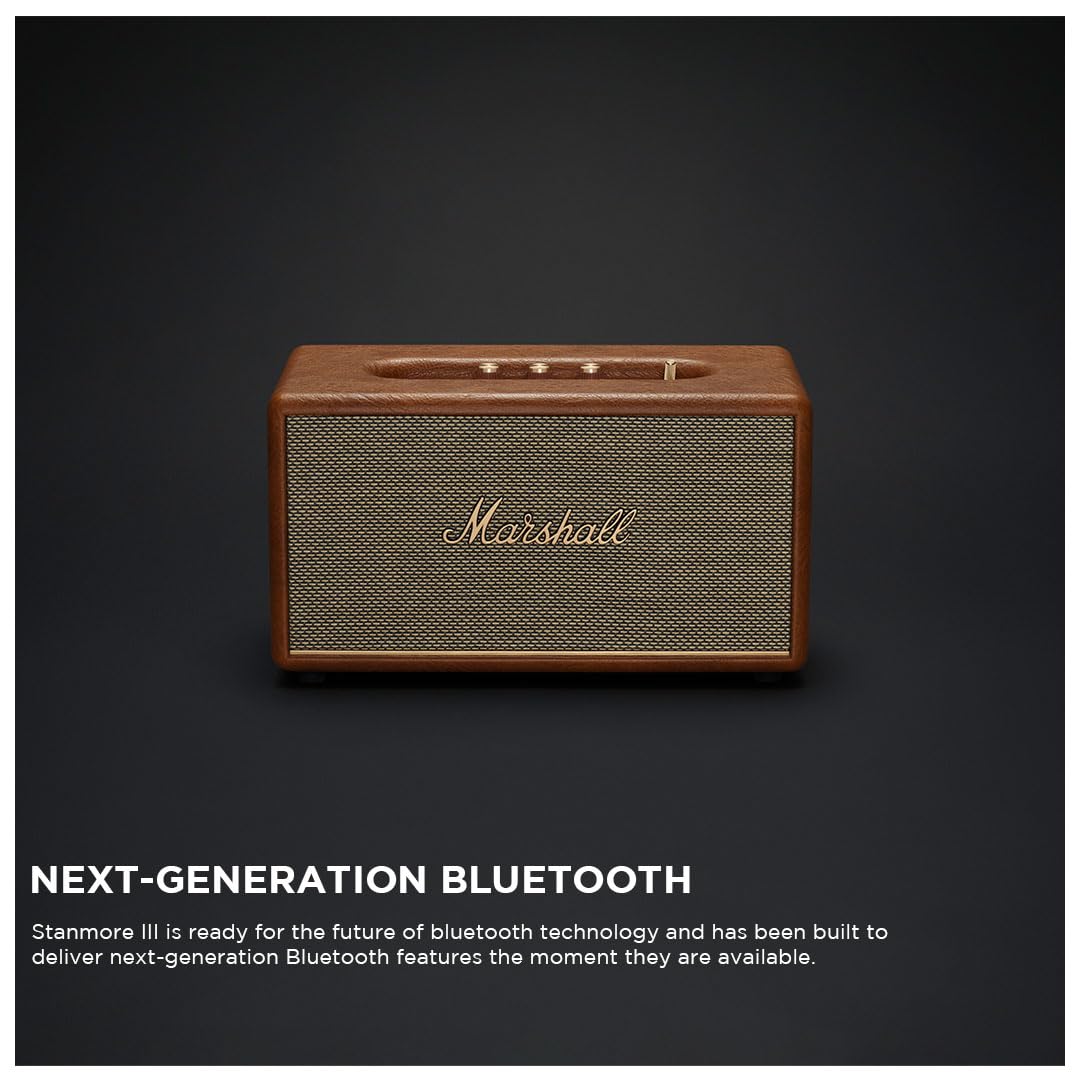 Marshall Stanmore III Wired Connectivity Home Speaker with Bluetooth 5.2 & RCA or 3.5mm Input - Brown