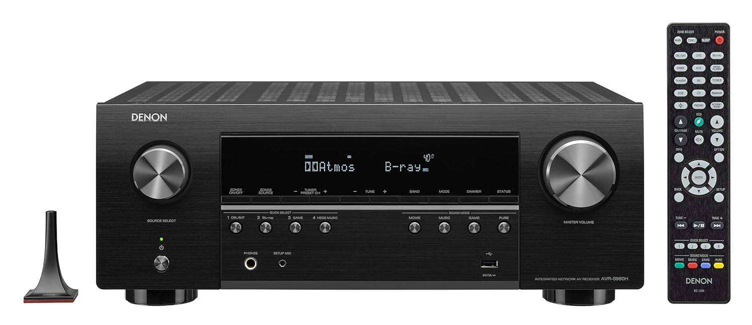 Denon Avr-s960h 7.2 Channel 8k Av Receiver With 3d Audio, Voice Control And Heos Built-in