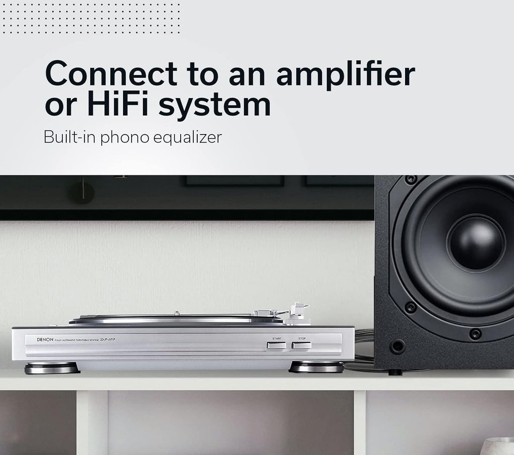 Denon DP-29F Automatic Belt-Drive Analog Turntable with Pre-Mounted Cartridge and Built-in Phono Preamp - Silver