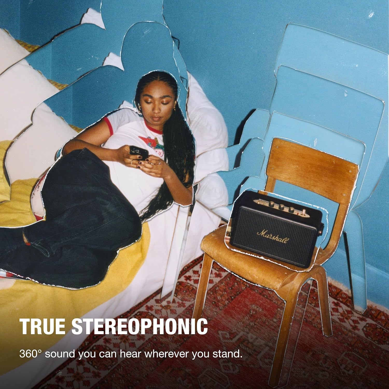 Marshall Kilburn III Portable Bluetooth Speaker with 50+ Hours of Portable Playtime, (360° Sound), Dust & Water-Resistant (IP54) – Black & Brass.