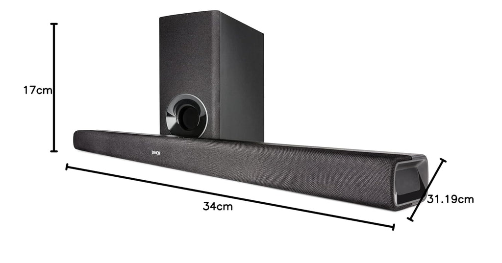 Denon DHT-S316 0.3 Watt 2.1 Channel Wireless Bluetooth Soundbar with Dolby Digital and DTS (Black)