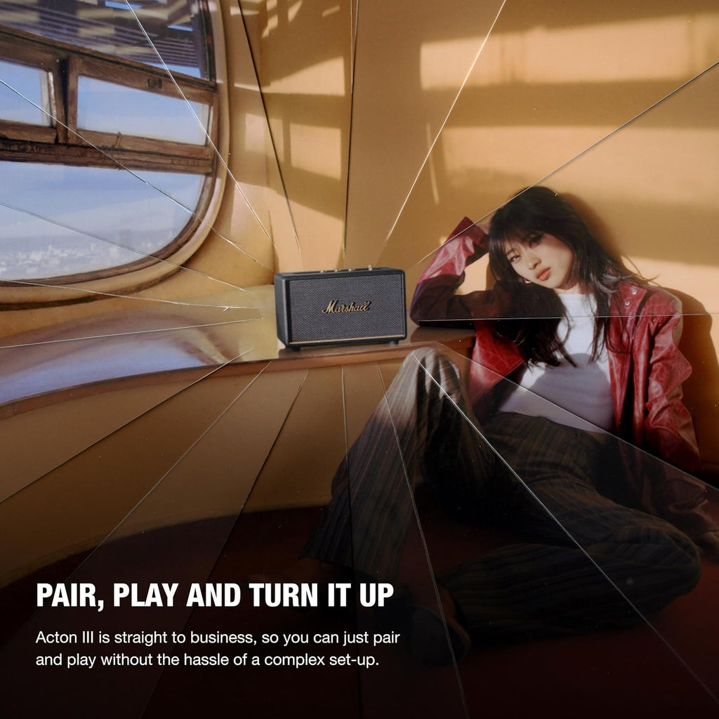 Marshall Acton III Wired Connectivity Stereo Home Speakers with Bluetooth 5.2 & RCA or 3.5mm Input – Black