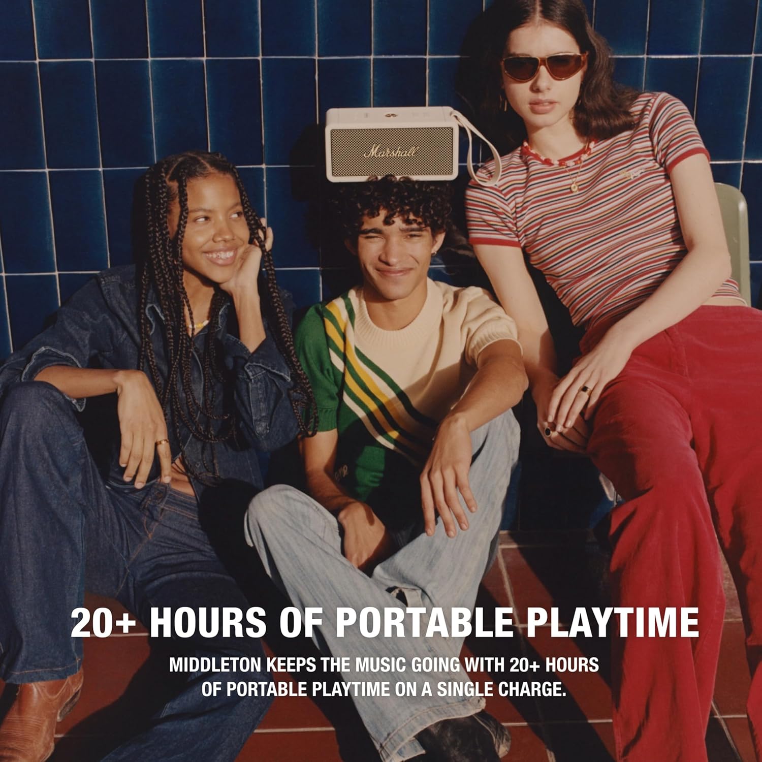 Marshall Middleton Portable Bluetooth Speaker with 20+ Hours of Portable Playtime, 360° Sound, Dust & Waterproof (IP67) - Cream