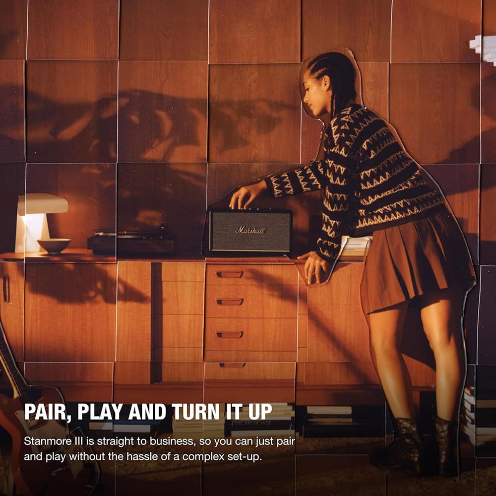 Marshall Stanmore III Wired Connectivity Home Speaker with Bluetooth 5.2 & RCA or 3.5mm Input - Black