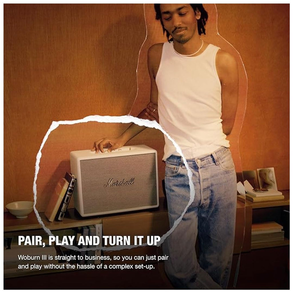 Marshall Woburn III Wireless Bluetooth Powered Speaker (Cream), 150 Watts