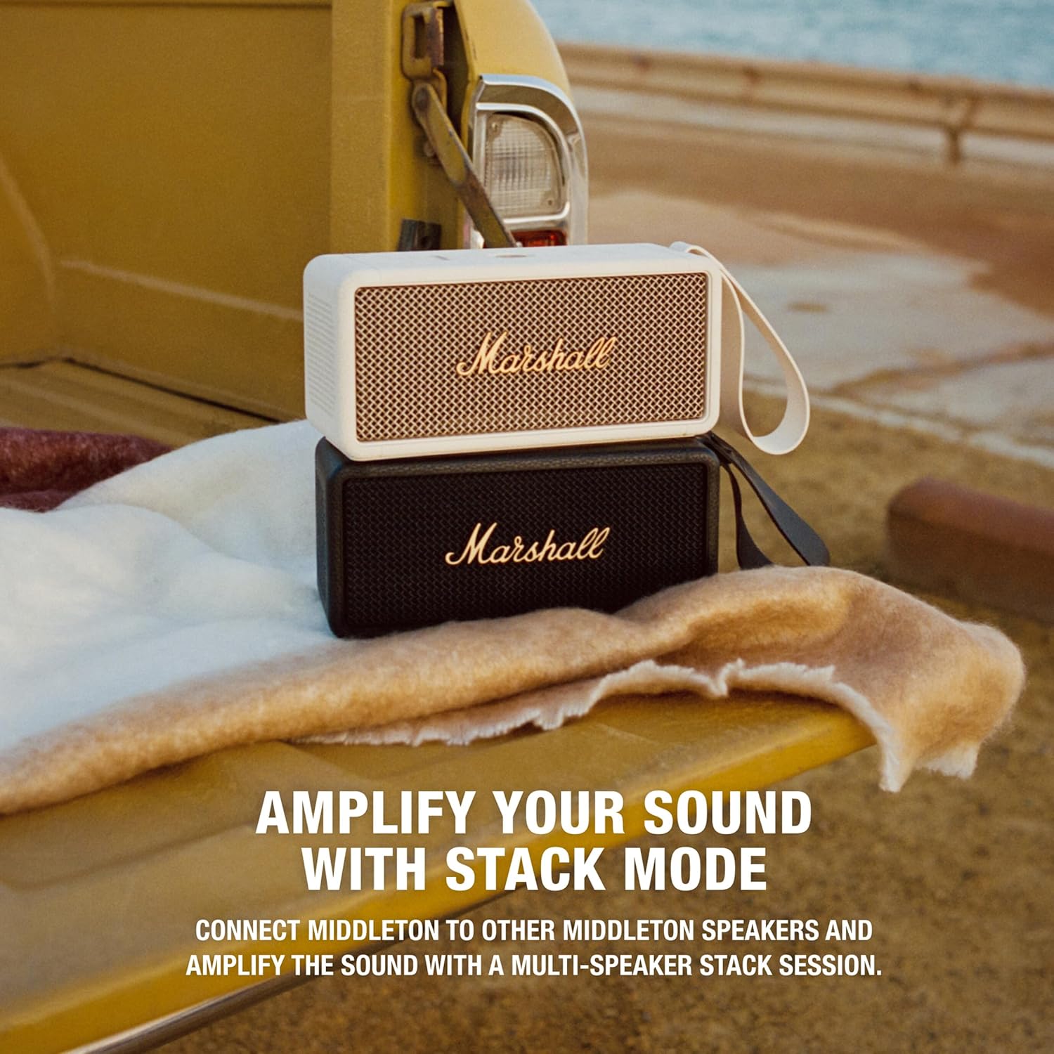 Marshall Middleton Portable Bluetooth Speaker with 20+ Hours of Portable Playtime, 360° Sound, Dust & Waterproof (IP67) - Cream
