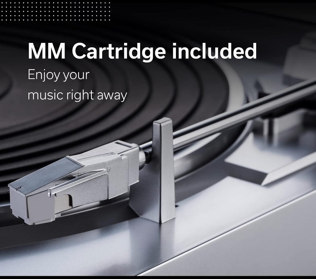 Denon DP-29F Automatic Belt-Drive Analog Turntable with Pre-Mounted Cartridge and Built-in Phono Preamp - Silver