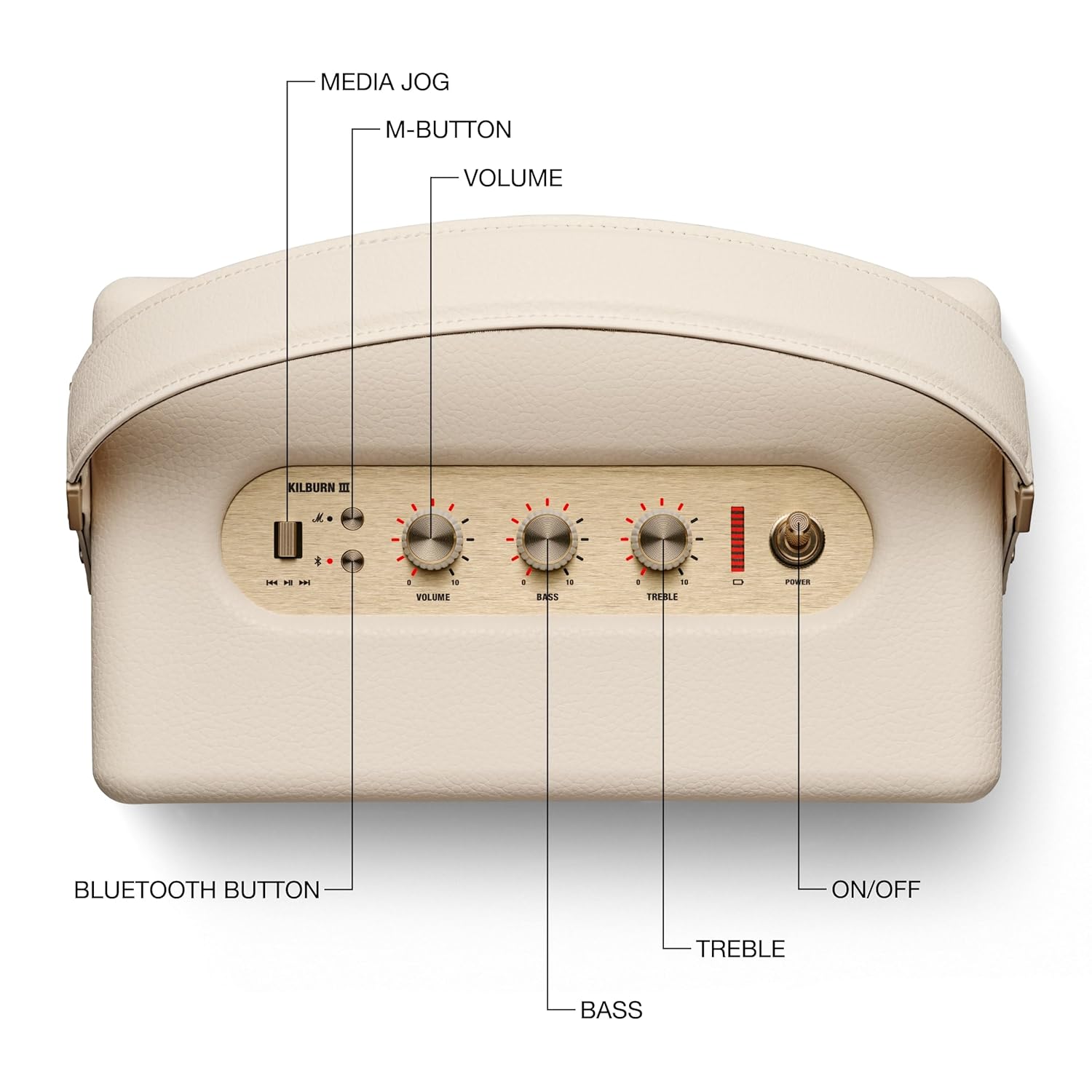 Marshall Kilburn III Portable Bluetooth Speaker with 50+ Hours of Portable Playtime, (360° Sound), Dust & Water-Resistant (IP54) – Cream.