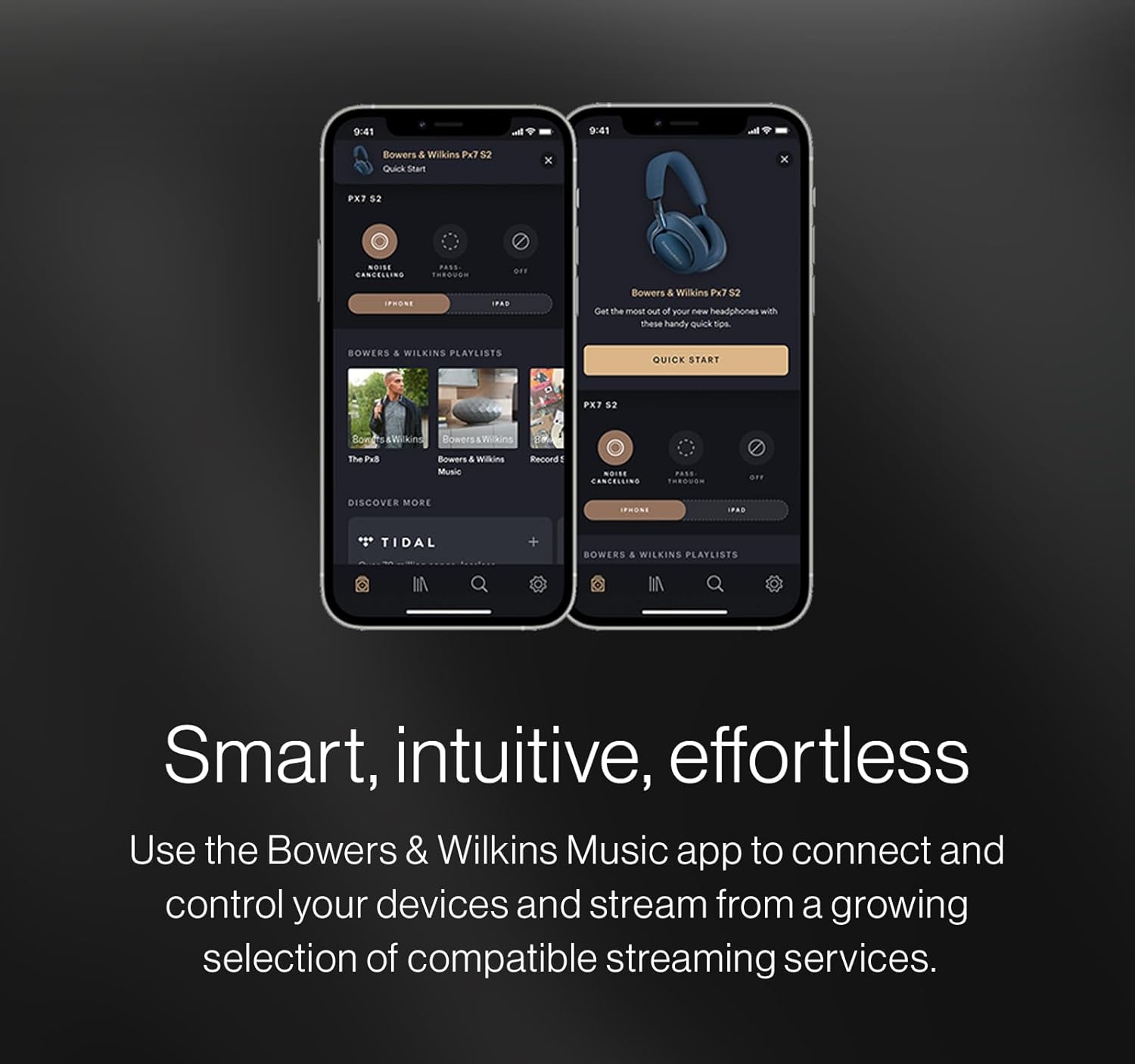 Bowers & Wilkins Px7 S2E Wireless Over Ear Headphones - Enhanced Noise Cancellation & Transparency Mode, Six Mics, Music App Compatible, 30-Hour Playback Time, Ocean Blue