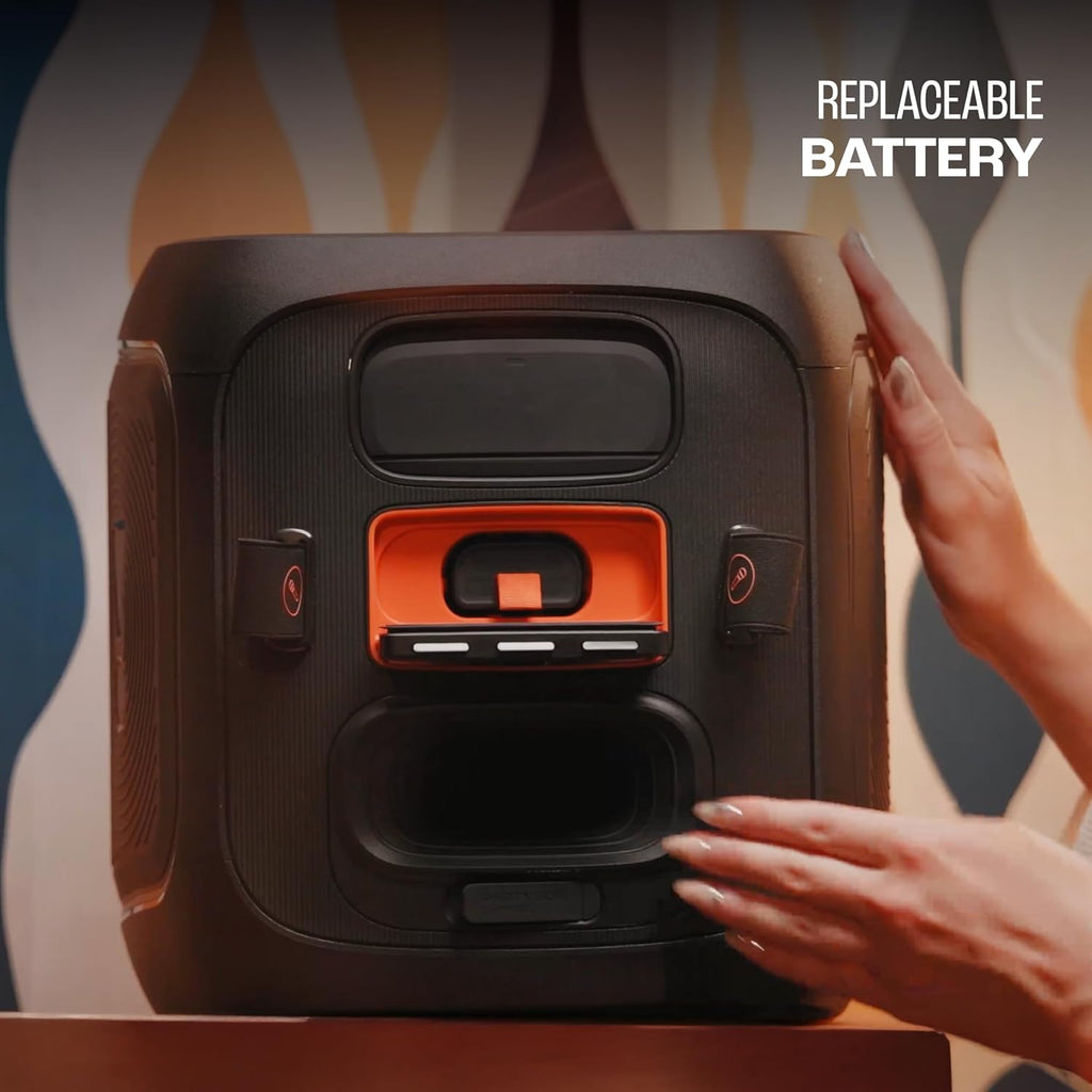 JBL Partybox Encore 2 with Mic, Wireless Bluetooth Party Speaker, AI Sound Boost, Dynamic Light Show, Upto 15Hrs Playtime, Replaceable Battery, Multi-Speaker Connection by Auracast, PartyBox App-Black