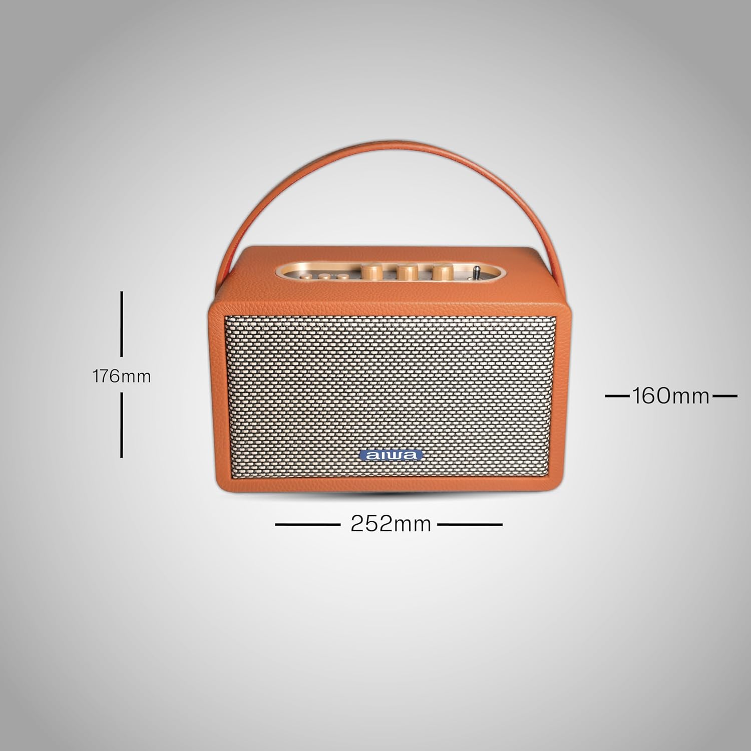 Aiwa Bluetooth Speaker with Powerfull Bass, Built-in Microphone, Portable Speaker with 9+ Hours Play Time, 40W Speaker, Type-C Charging | RS-X 100 Natsukasii Pro (Brown)