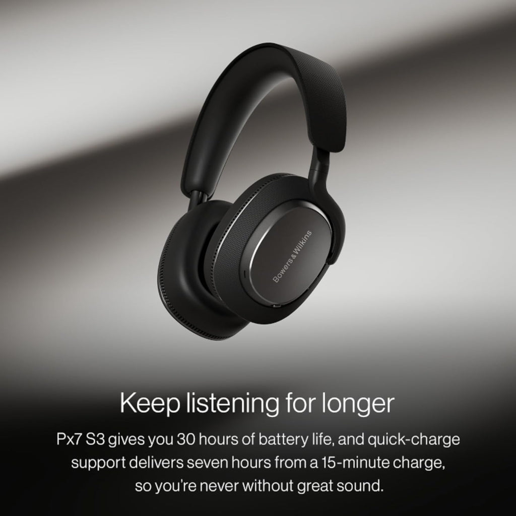 Bowers & Wilkins Px7 S3 Wireless Headphones Over Ear Noise Cancelling, Active Noise Cancelling & Transparency Mode, Hi-Res Sound, Bluetooth, 30-Hr Playtime, Quick Charge, Indigo Blue