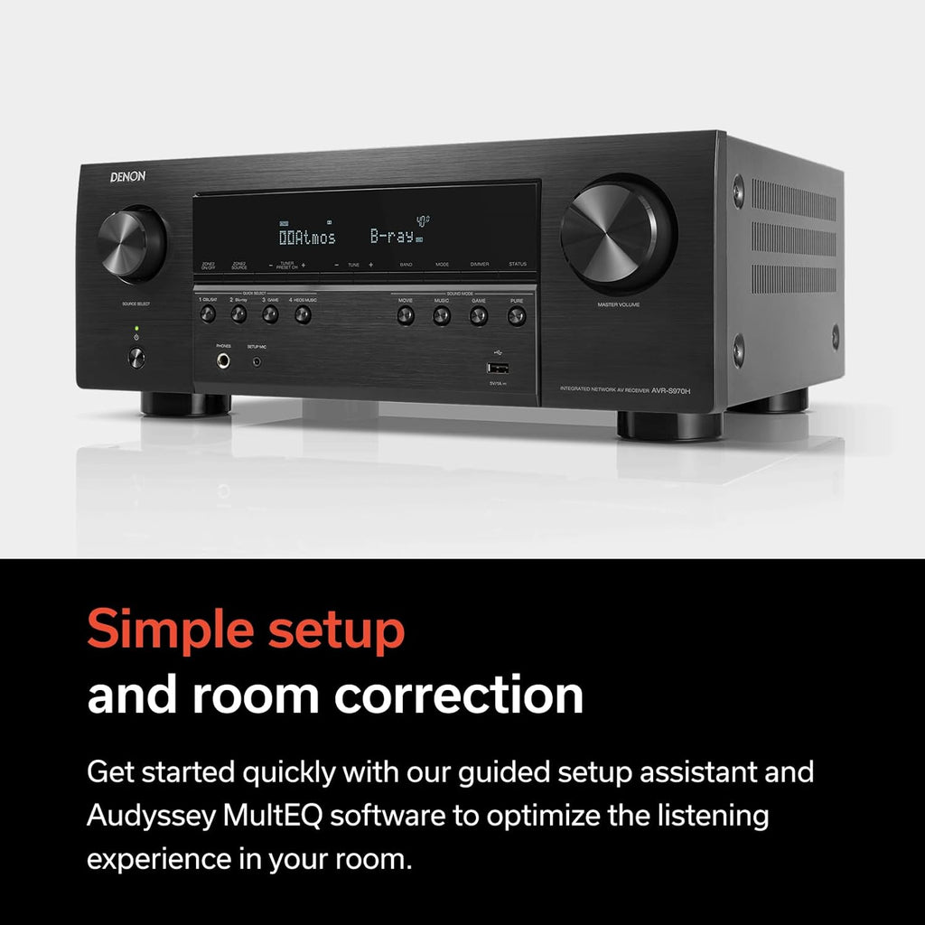 Denon Avr-S970H 8K Ultra Hd 7.2 Channel (90Watt X 7) Av Wireless Receiver - Built For Gaming, Music Streaming, 3D Audio & Video, Alexa + Heos, Black