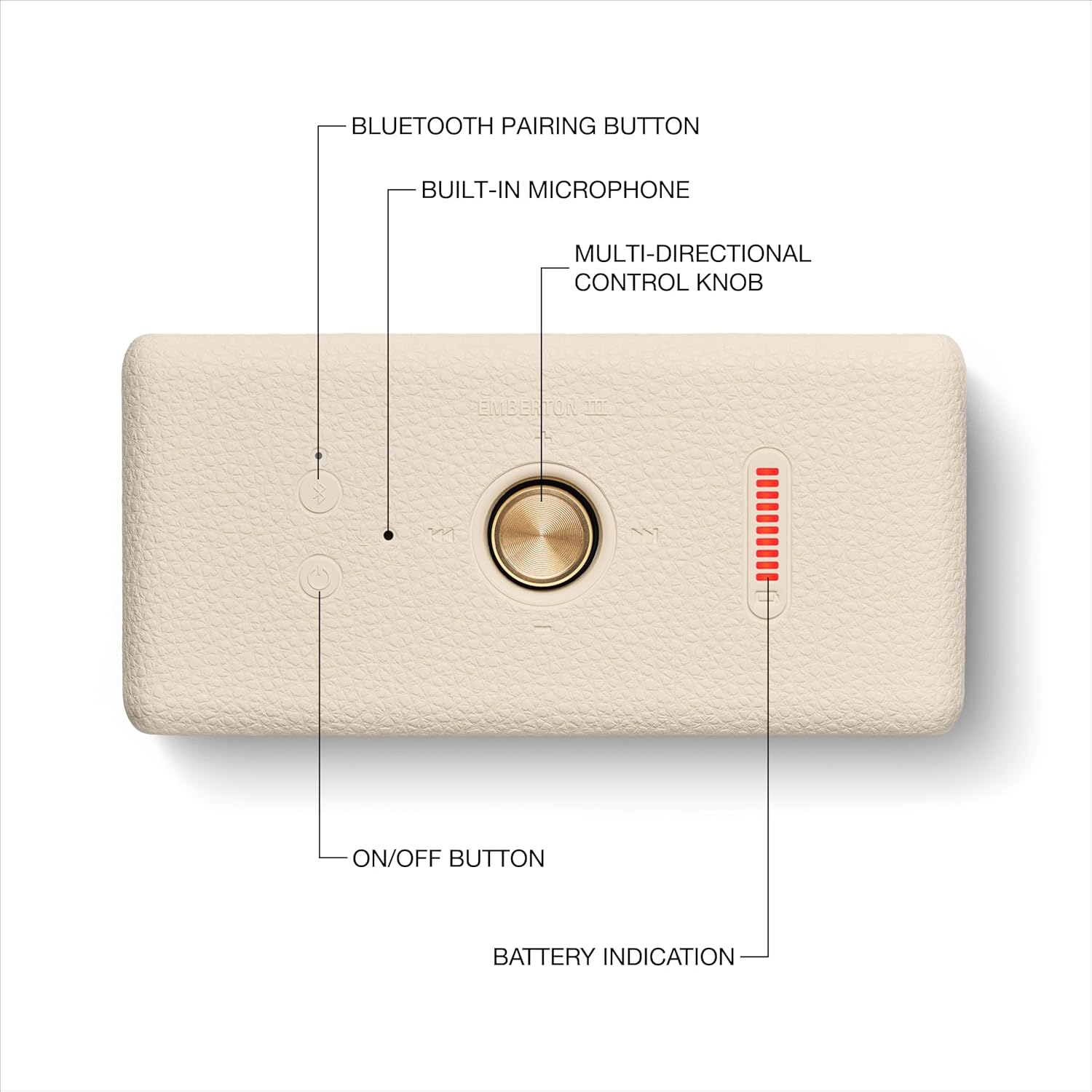 Marshall Emberton III Compact Portable Bluetooth Speaker with 32+ Hours of Playtime, (360° Sound), Dust & Waterproof (IP67) – Cream.