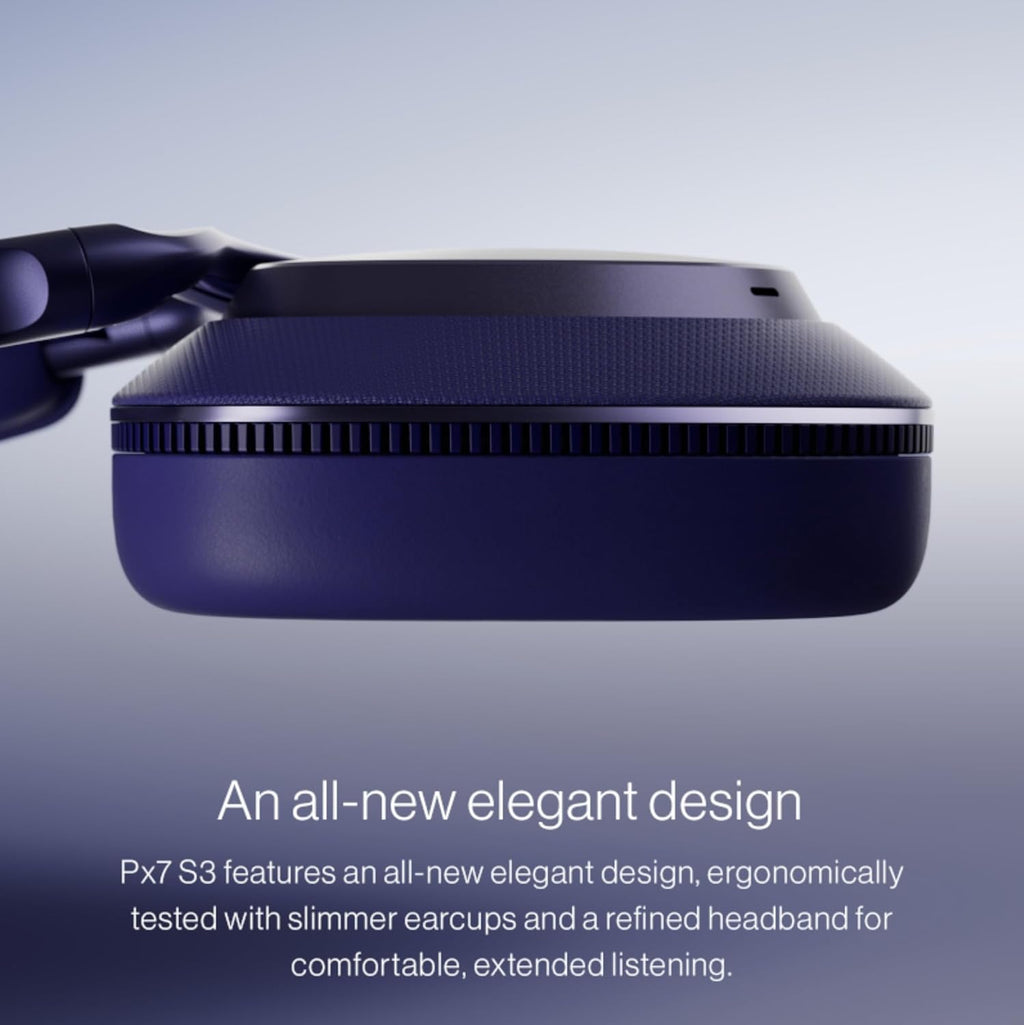 Bowers & Wilkins Px7 S3 Wireless Headphones Over Ear Noise Cancelling, Active Noise Cancelling & Transparency Mode, Hi-Res Sound, Bluetooth, 30-Hr Playtime, Quick Charge, Indigo Blue