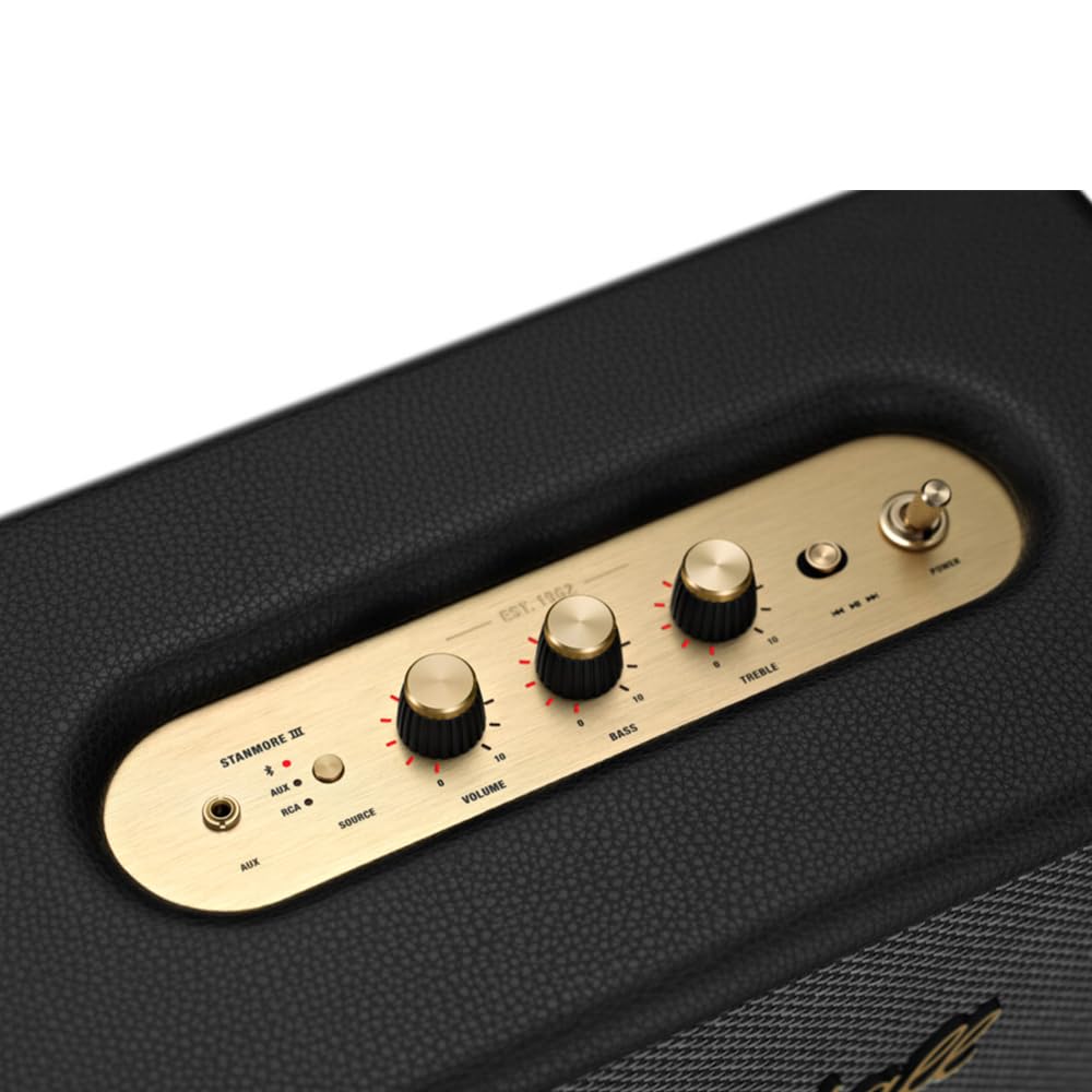Marshall Stanmore III Wired Connectivity Home Speaker with Bluetooth 5.2 & RCA or 3.5mm Input - Black