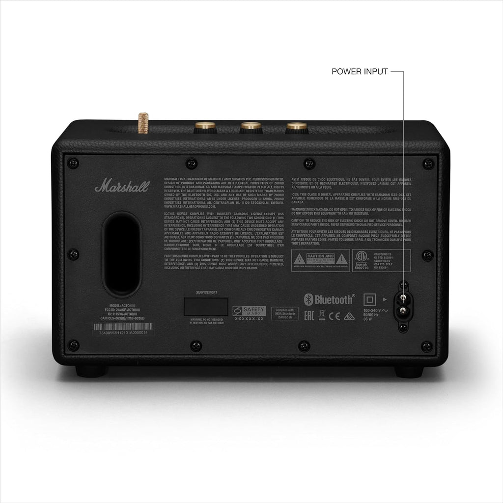 Marshall Acton III Wired Connectivity Stereo Home Speakers with Bluetooth 5.2 & RCA or 3.5mm Input – Black