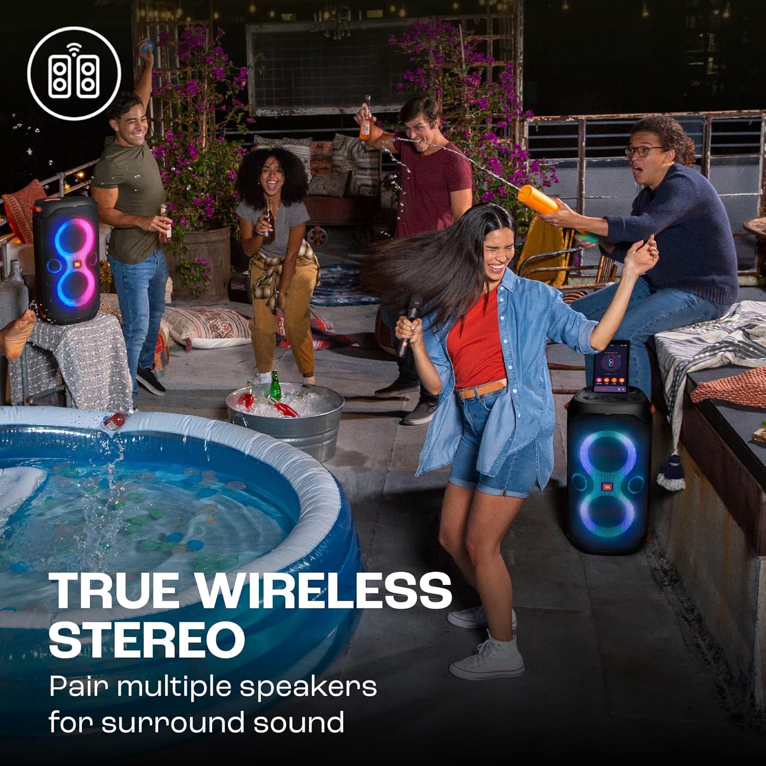JBL Partybox 110, Wireless Bluetooth Party Speaker, 160W Monstrous Pro Sound, Dynamic Light Show, Upto 12Hrs Playtime, Built-in Powerbank, Guitar & Mic Input, PartyBox App, Splashproof (Black)