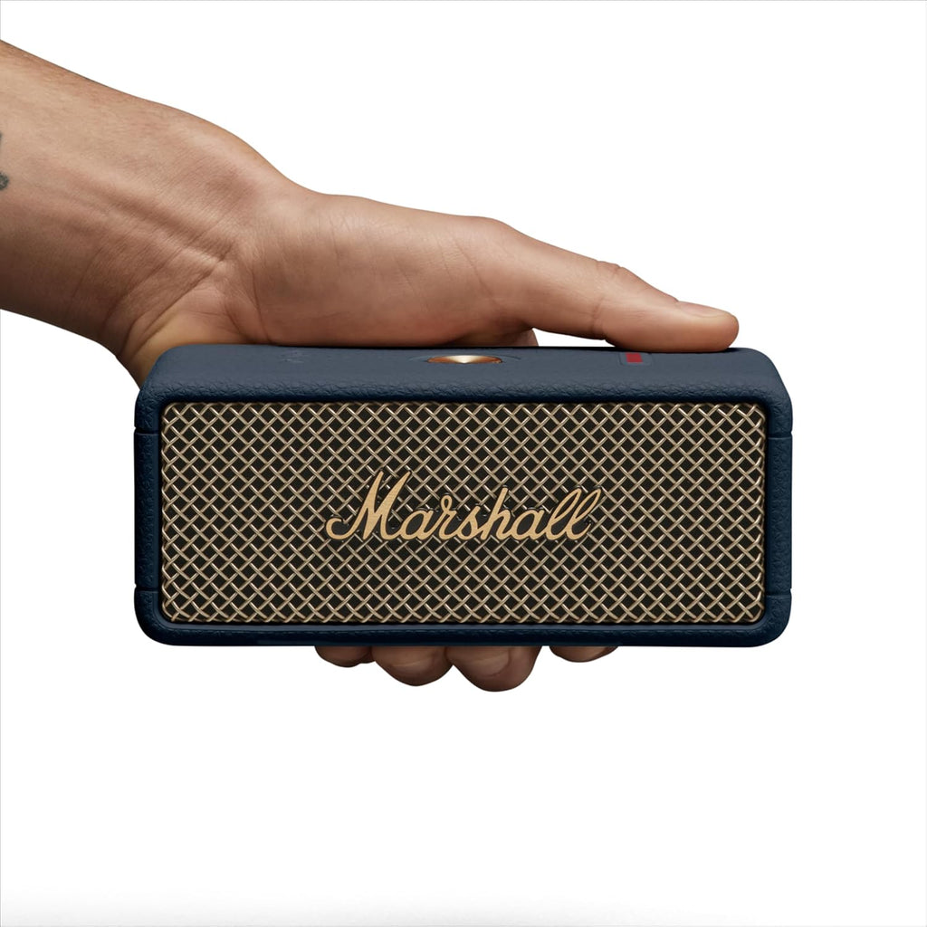 Marshall Emberton III Compact Portable Bluetooth Speaker with 32+ Hours of Playtime, (360° Sound), Dust & Waterproof (IP67) – Midnight Blue.